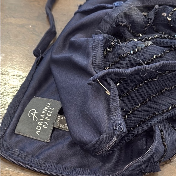 *flawed Adrianna Papell US 4 Navy Beaded Dress - Picture 11 of 11